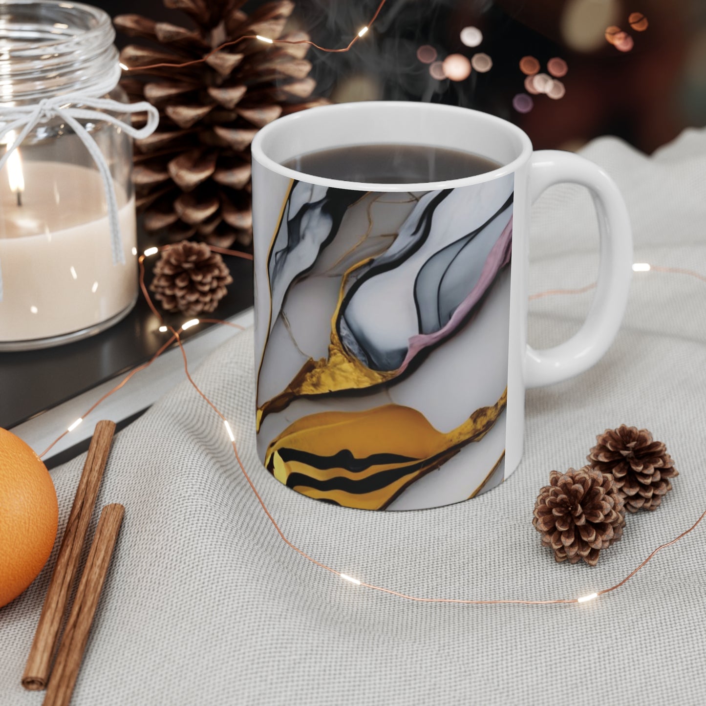 Golden Marble Ceramic Coffee Mug 11oz