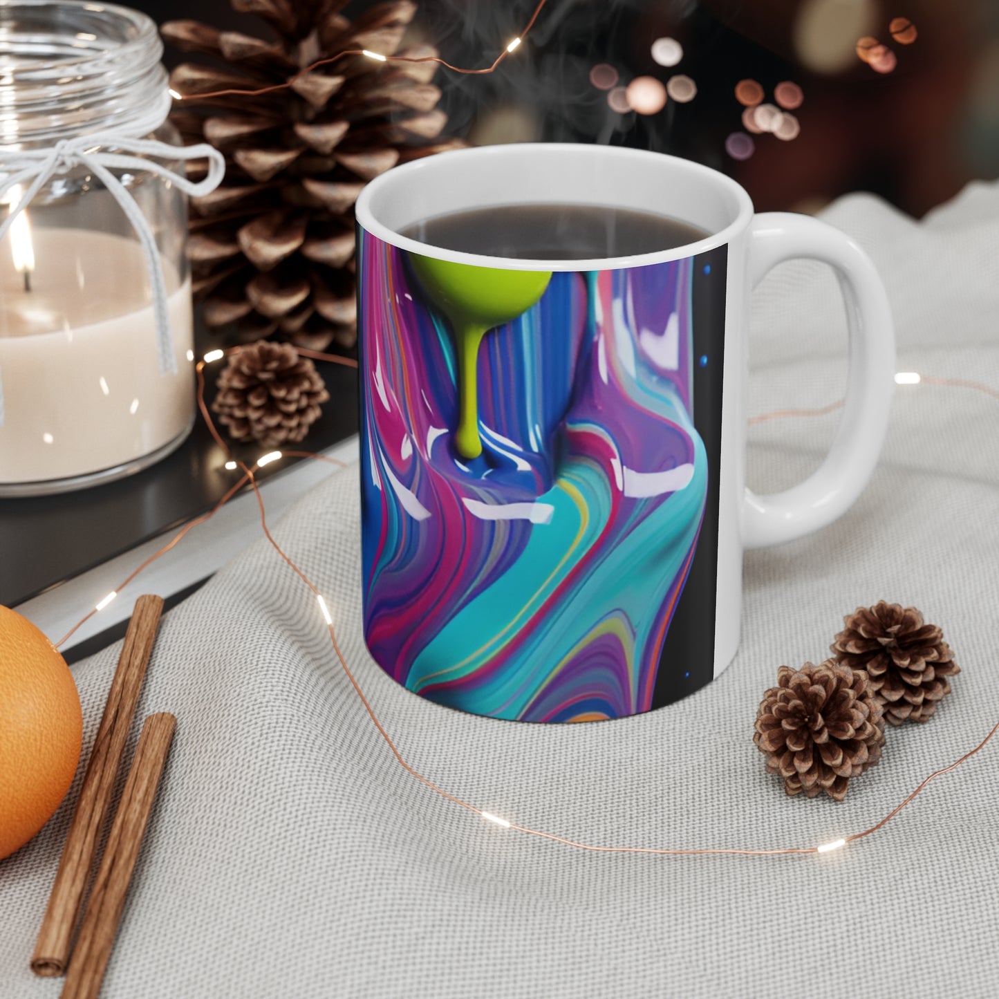 Dripping Paint Ceramic Coffee Mug 11oz
