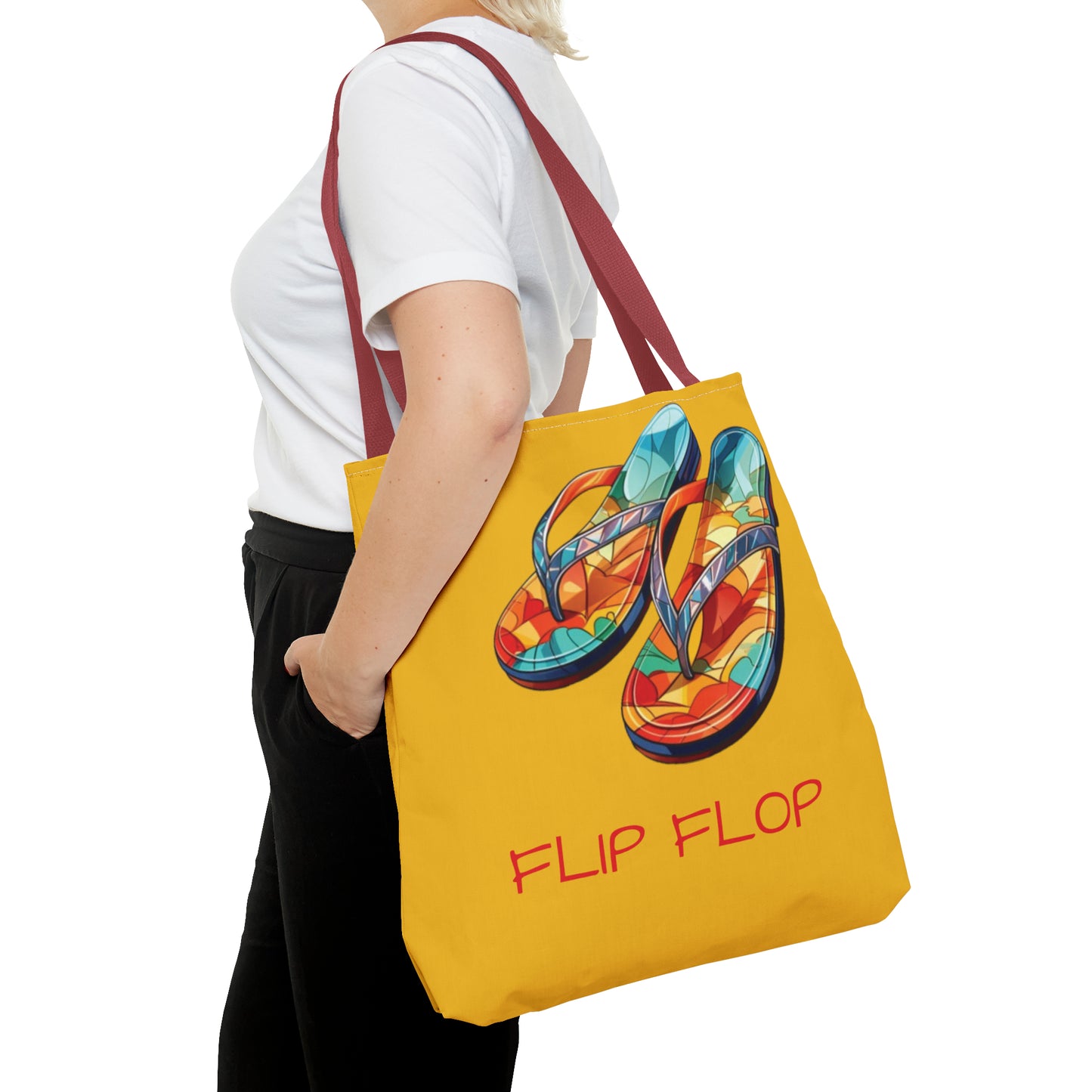 Flip Flop Polyester Tote Bag W/Laminate Inside