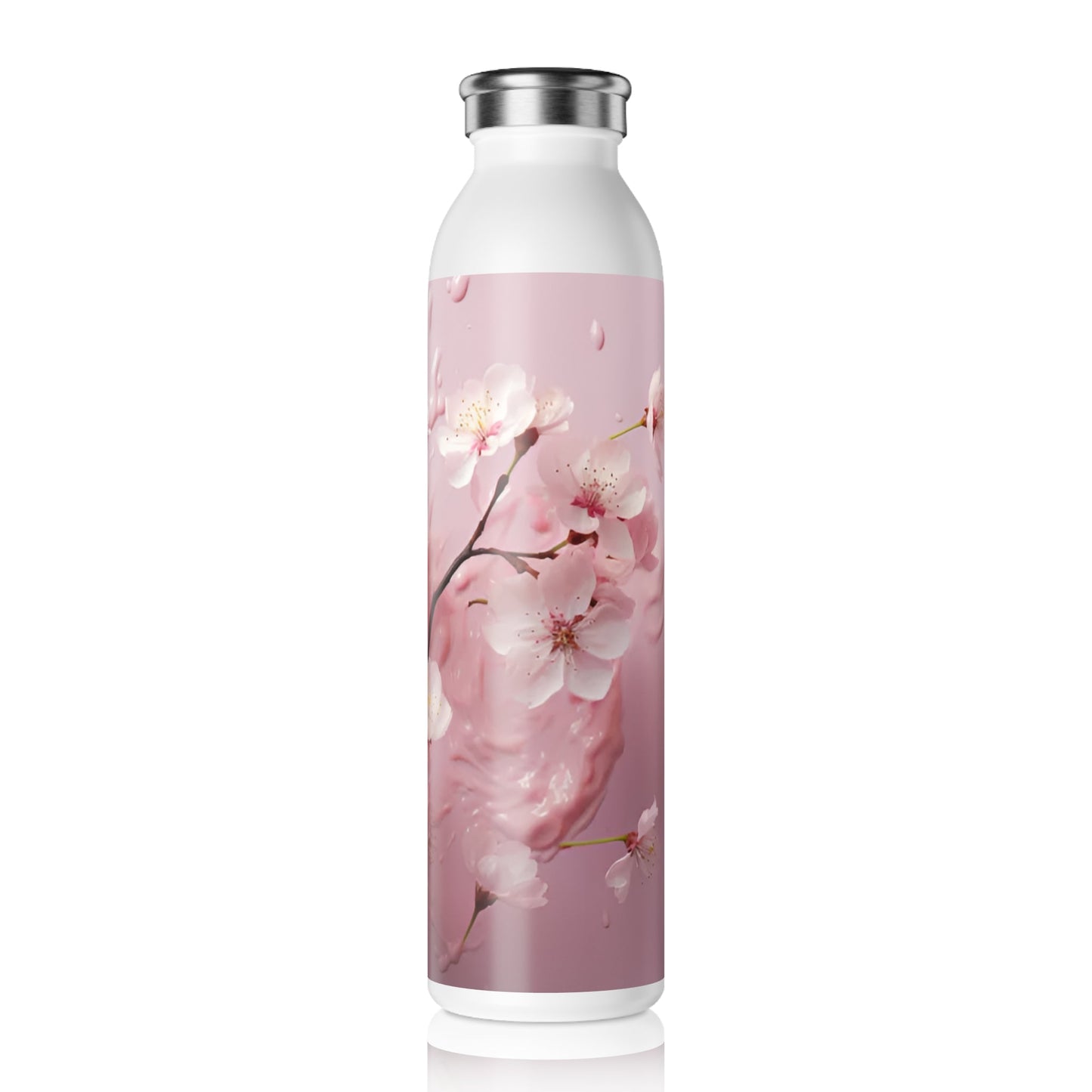 Elegant Cherry Blossom Slim Water Bottle - Floral Design for Hydration on the Go - Ruppy's Creations