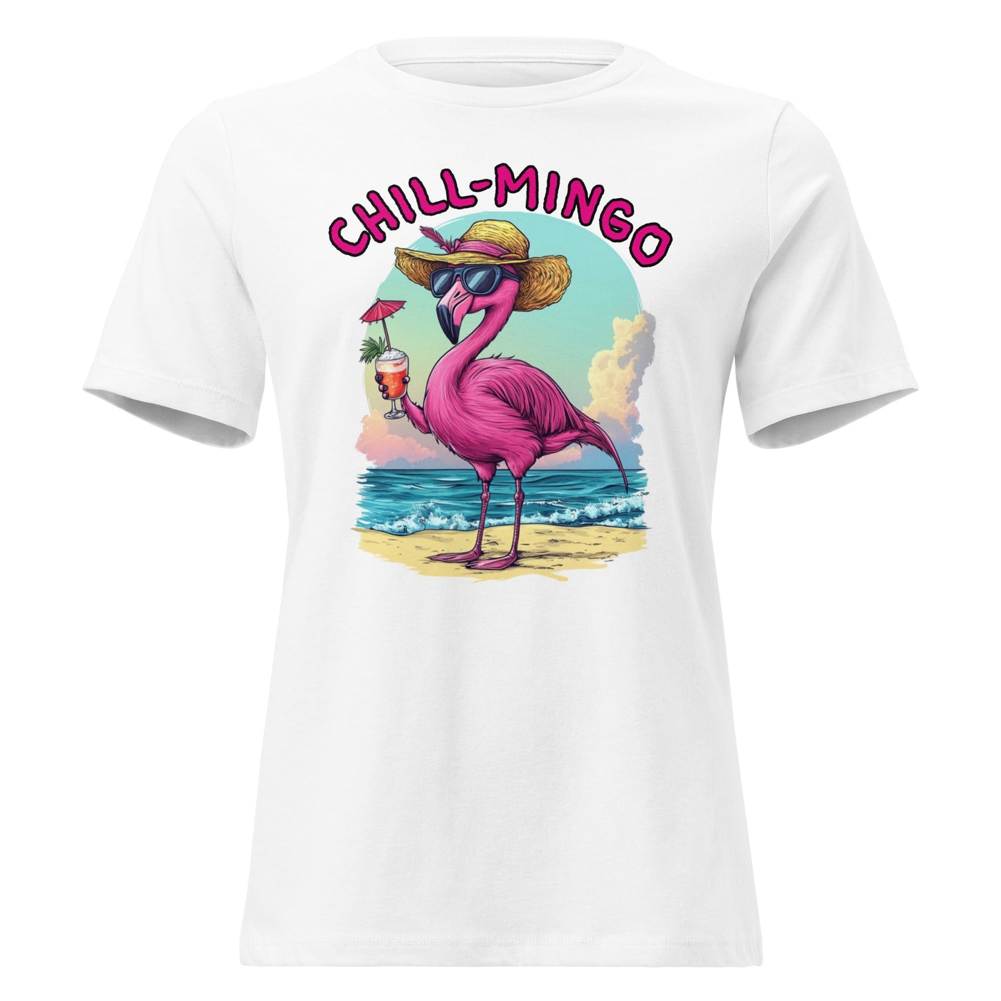Flamingo Chill - Mingo Women's Relaxed Cotton T-Shirt - Ruppy's Creations
