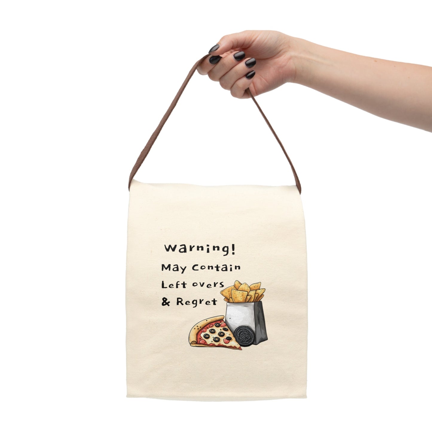 Funny Canvas Lunch Bag - Warning! May Contain Leftovers & Regret - Ruppy's Creations