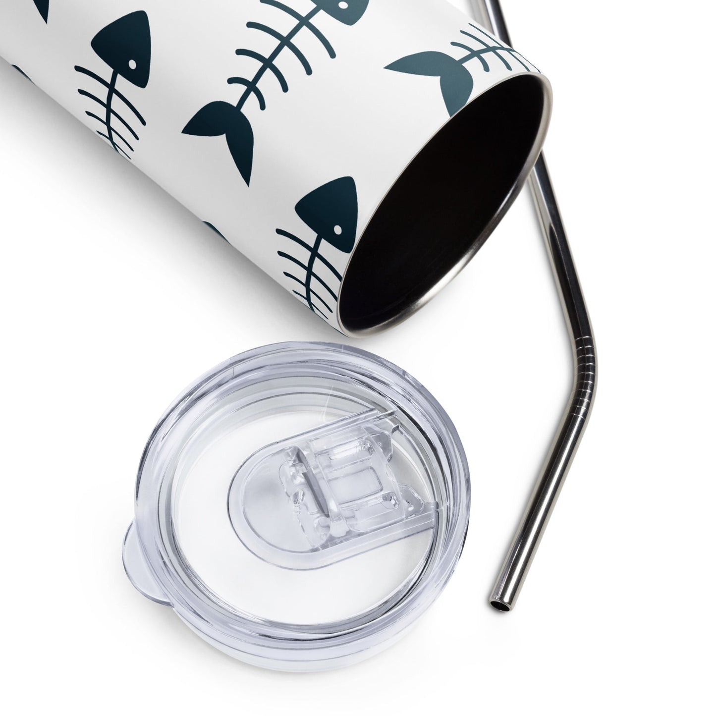 Gone Fishbone Stainless Steel 20oz. Tumbler With Metal Straw - Ruppy's Creations