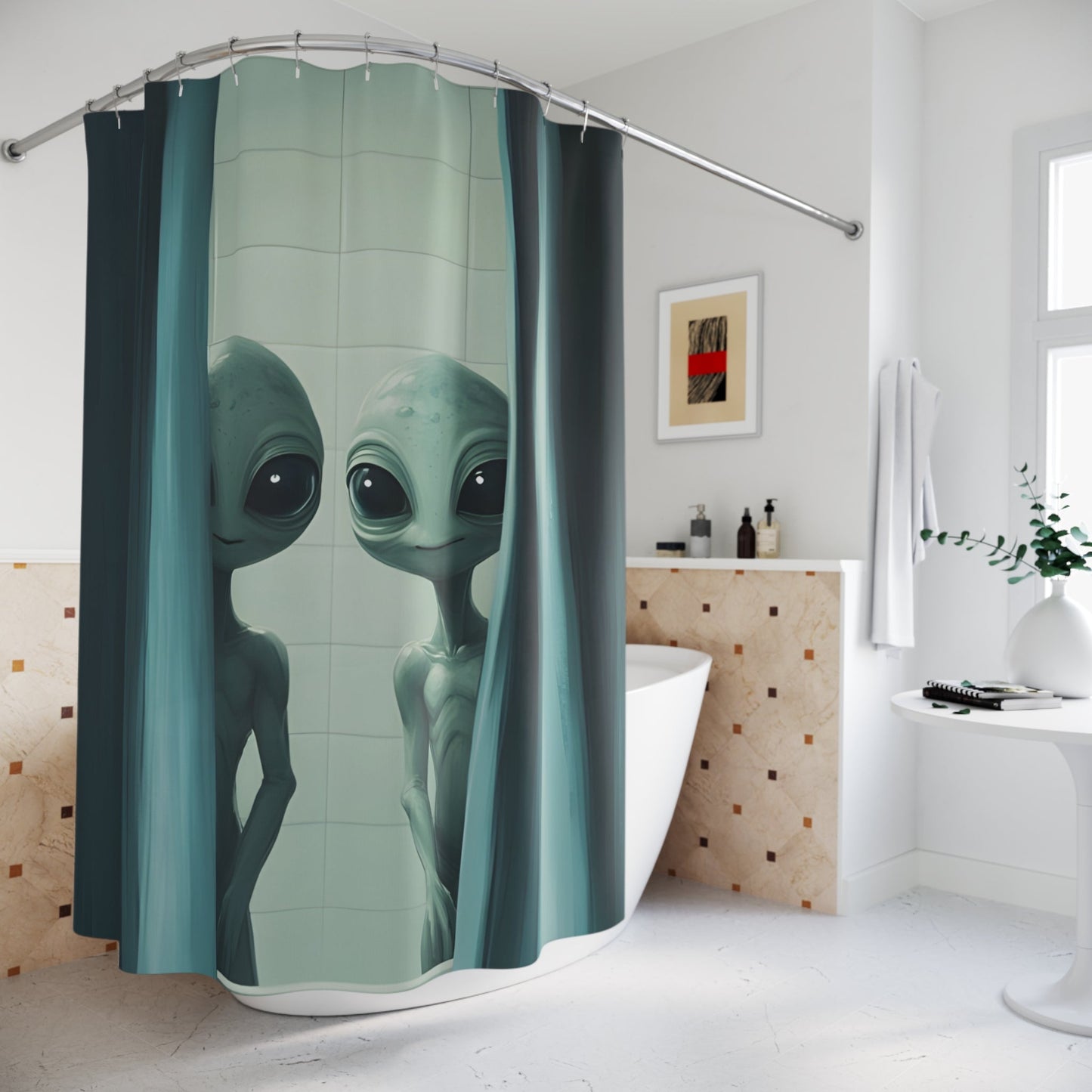 Peeking Aliens Shower Curtain - Ruppy's Creations