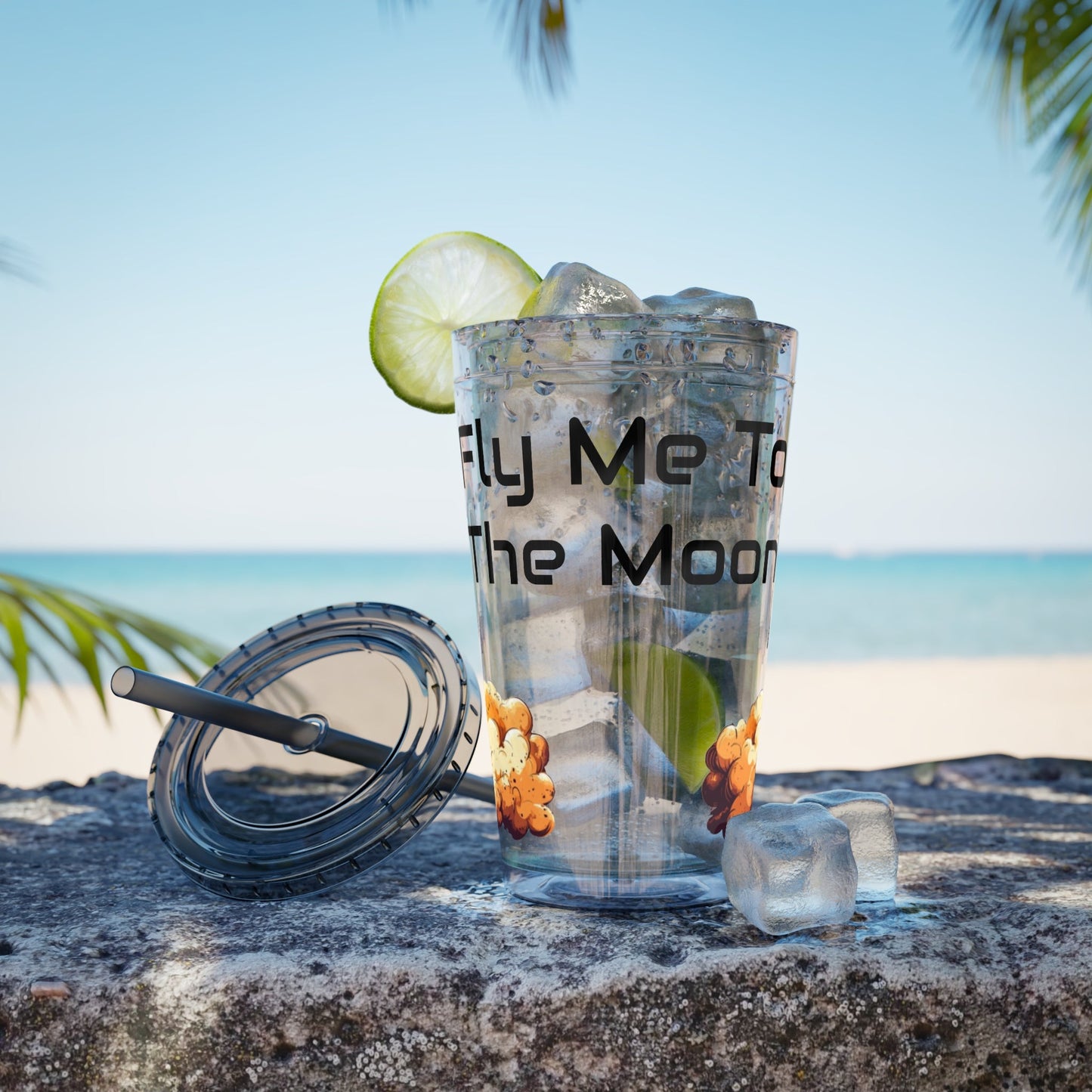 Space Flight "Fly Me To the Moon" 16 oz. Sunsplash Tumbler with Straw - Ruppy's Creations