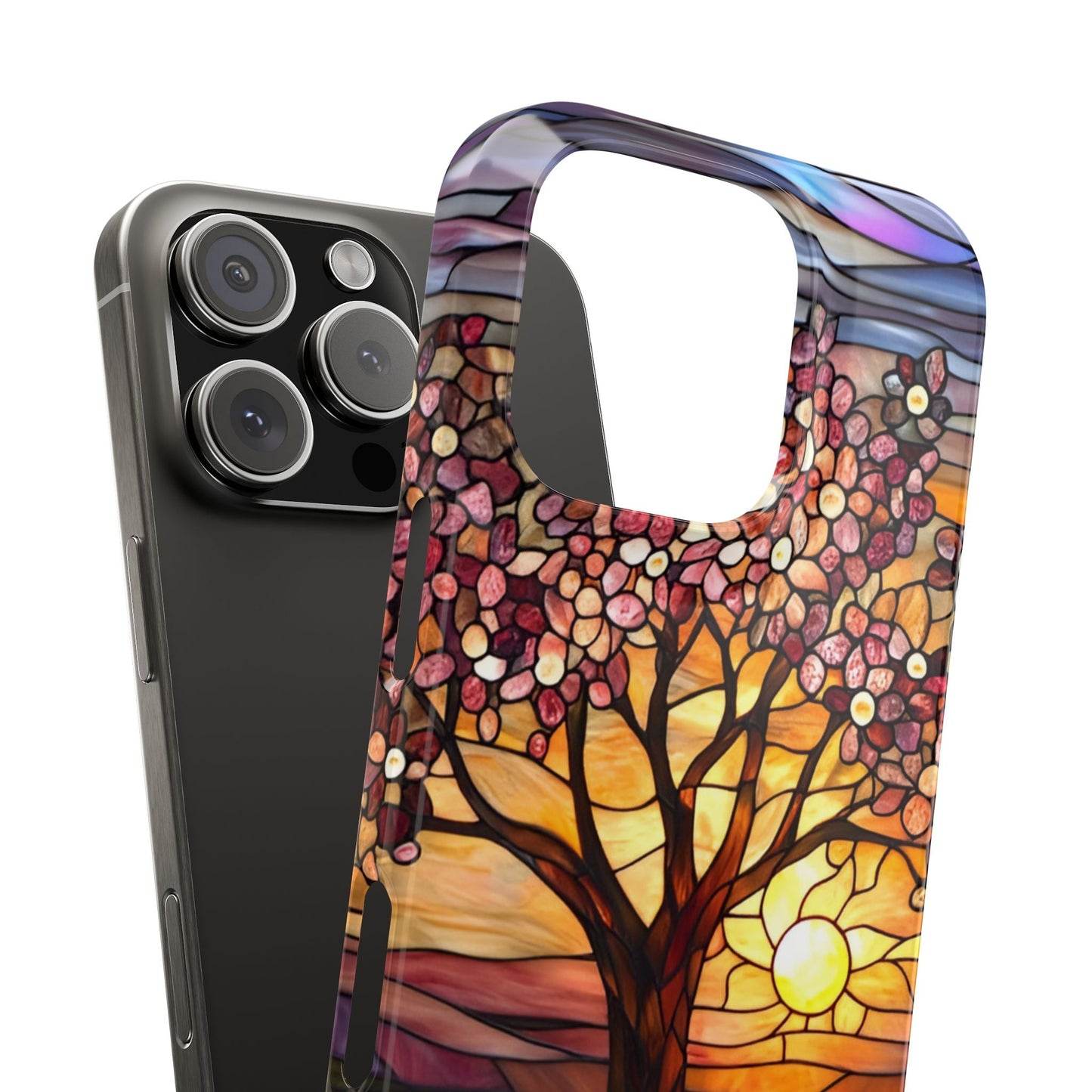 Stained Glass Tree at Sunset Print Slim Case for Apple iphone - Ruppy's Creations