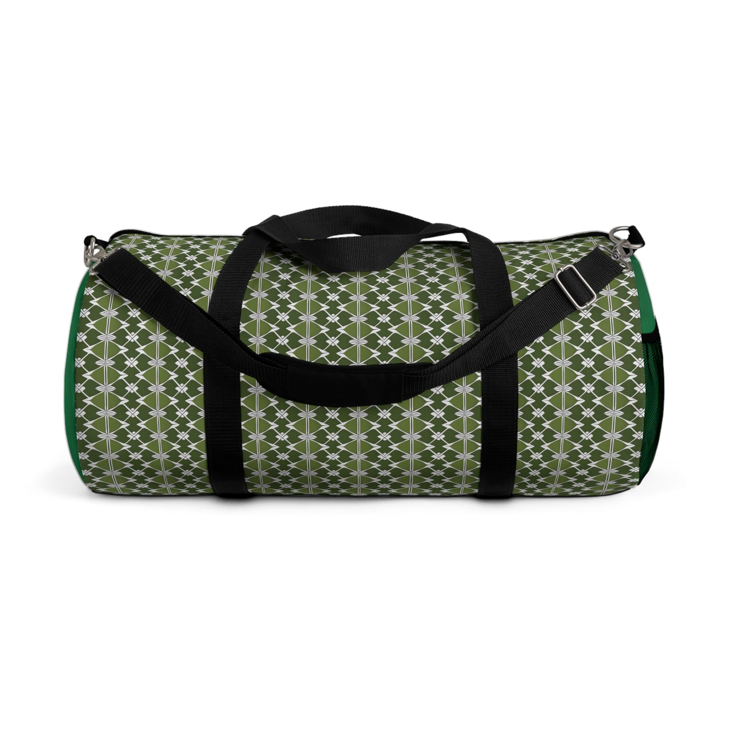 Classic Two Color Green Patterned Duffel Travel Bag