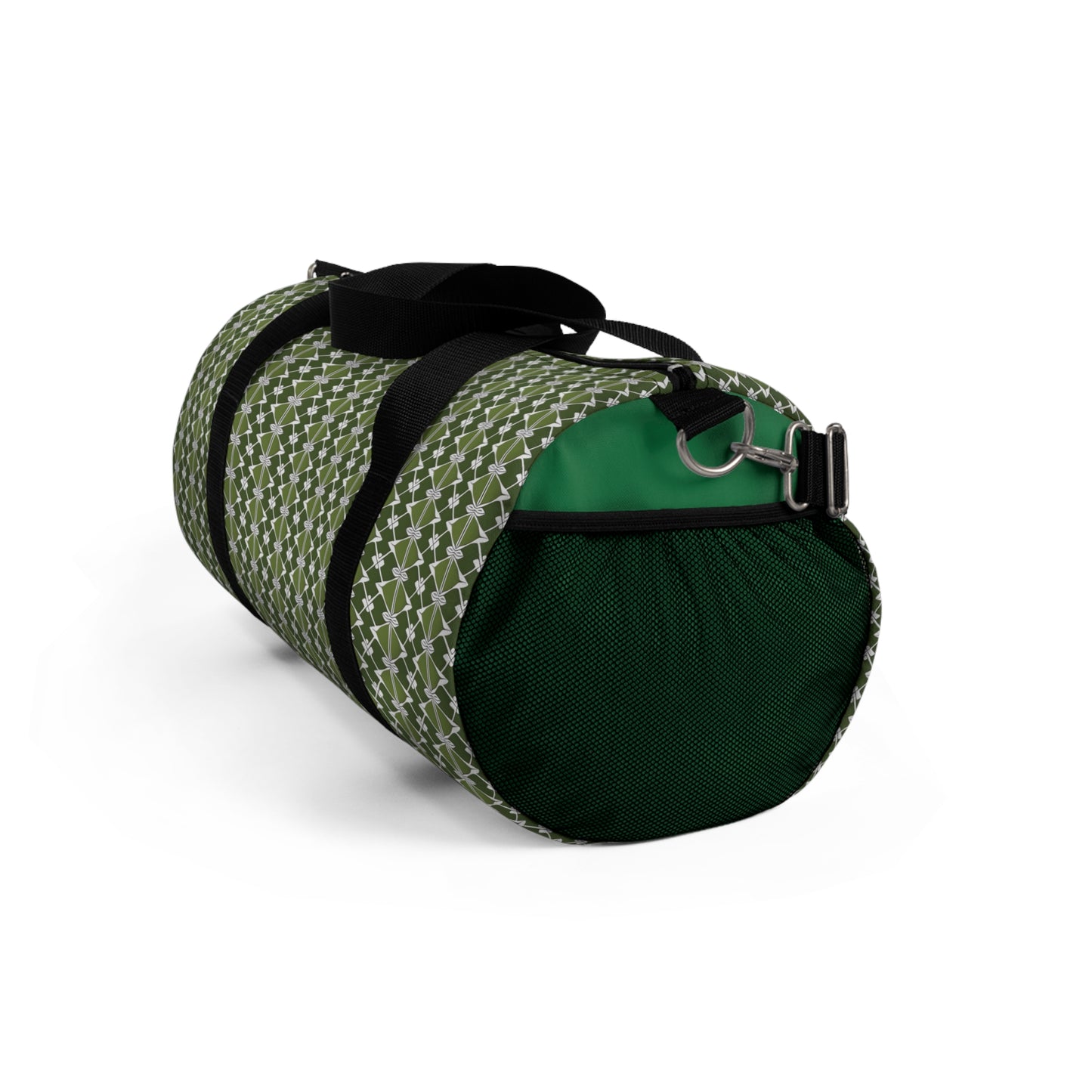 Classic Two Color Green Patterned Duffel Travel Bag