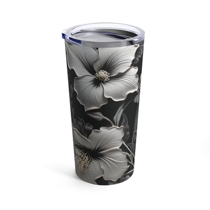 Hibiscus on Black on the go Beverage Tumbler 20oz