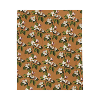 Dogwood Blossoms Velveteen Plush Blanket