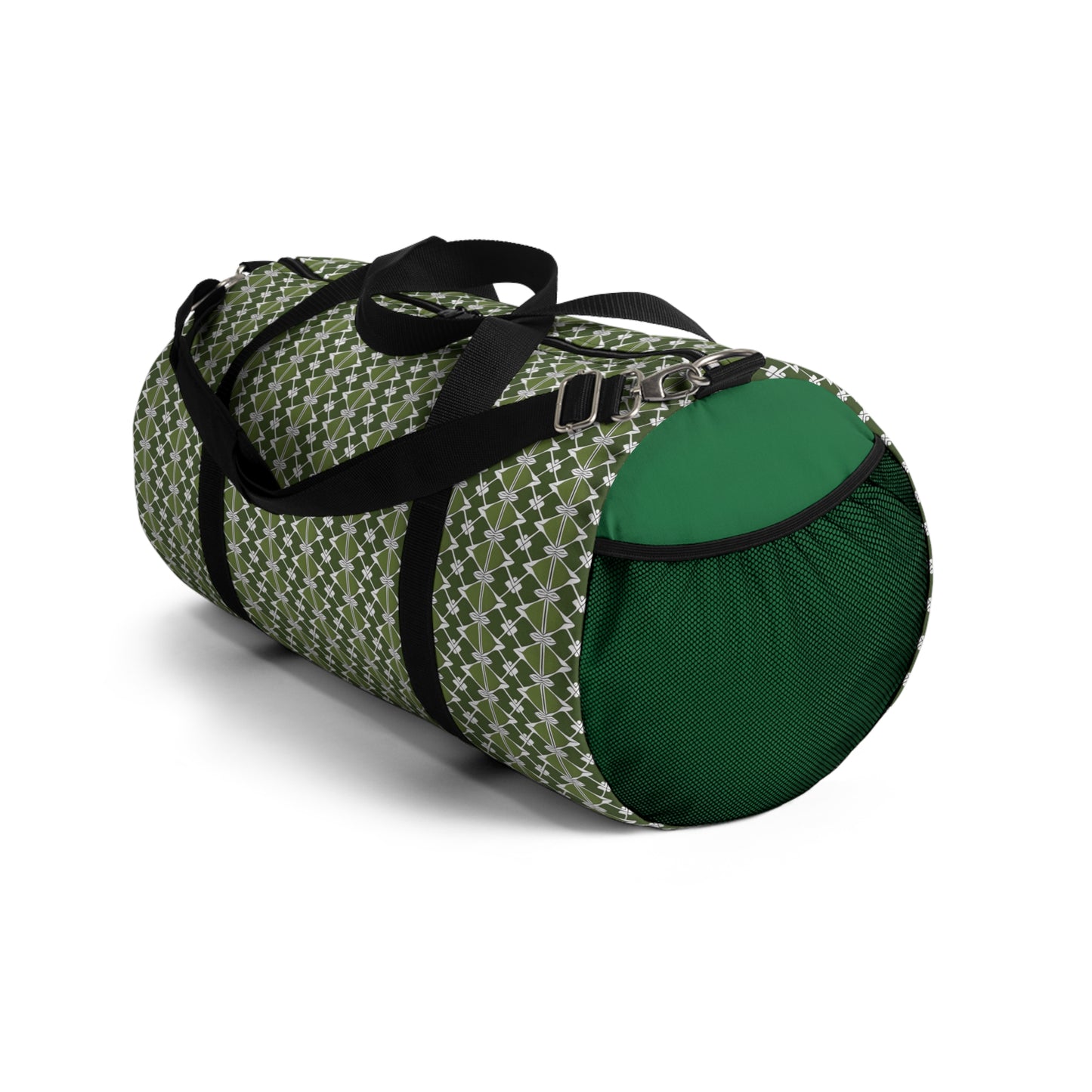 Classic Two Color Green Patterned Duffel Travel Bag
