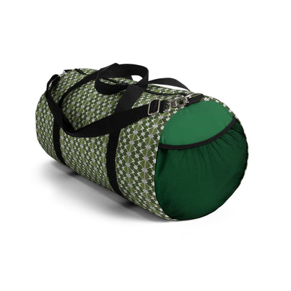Classic Two Color Green Patterned Duffel Travel Bag