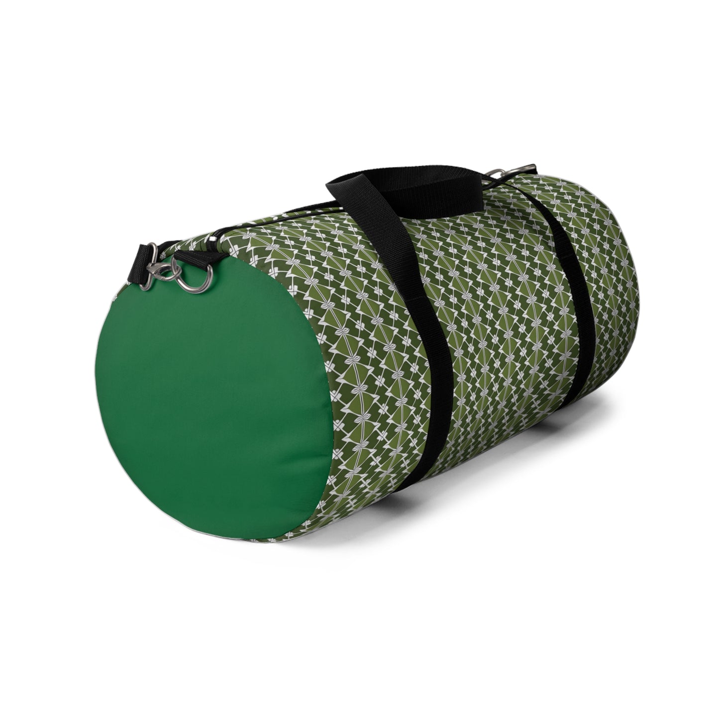 Classic Two Color Green Patterned Duffel Travel Bag