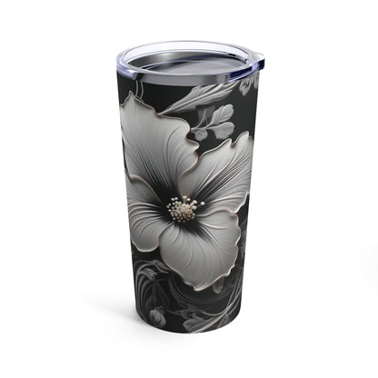 Hibiscus on Black on the go Beverage Tumbler 20oz