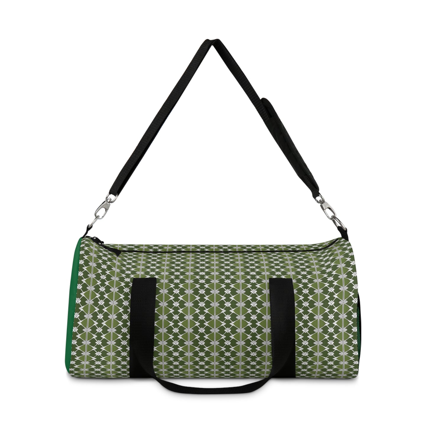 Classic Two Color Green Patterned Duffel Travel Bag
