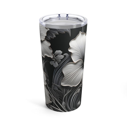 Hibiscus on Black on the go Beverage Tumbler 20oz