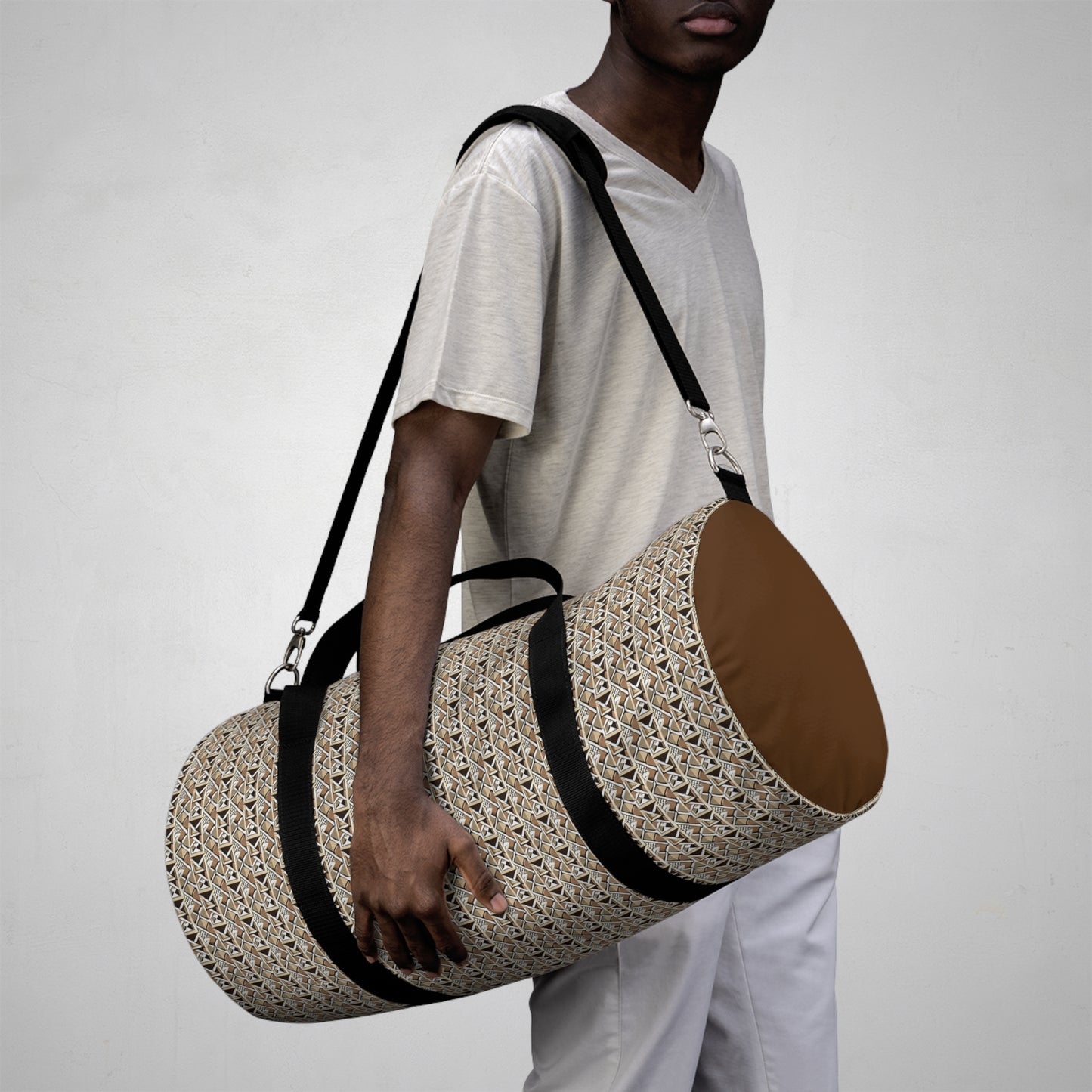 Neutral Color Pattern Duffel Travel Bag
