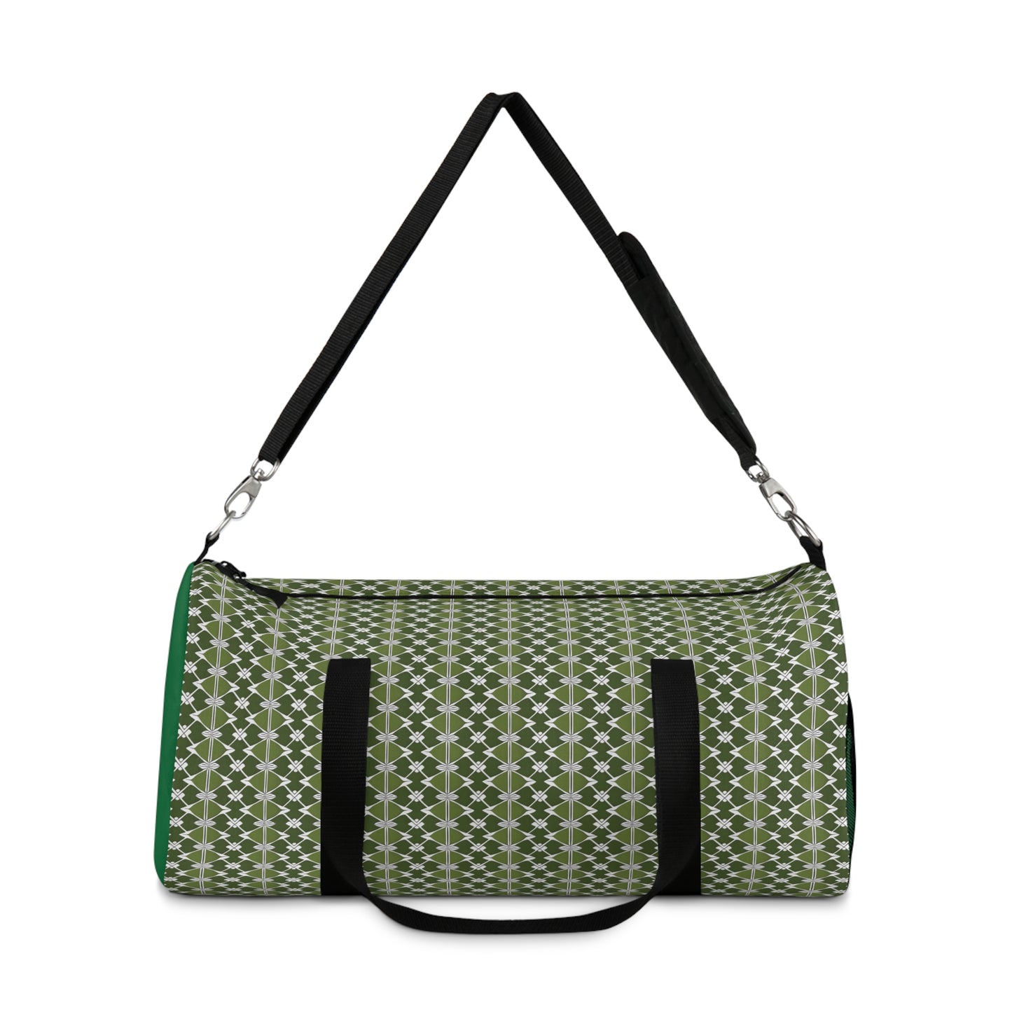 Classic Two Color Green Patterned Duffel Travel Bag