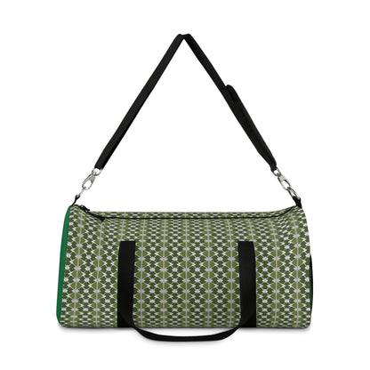 Classic Two Color Green Patterned Duffel Travel Bag