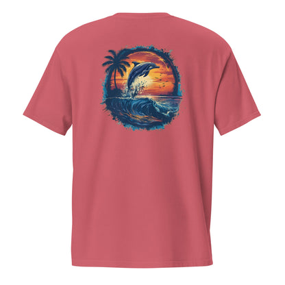 A Dolphin Sunset Back Print Unisex Pocket T-shirt - Ruppy's Creations