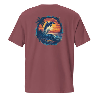 A Dolphin Sunset Back Print Unisex Pocket T-shirt - Ruppy's Creations