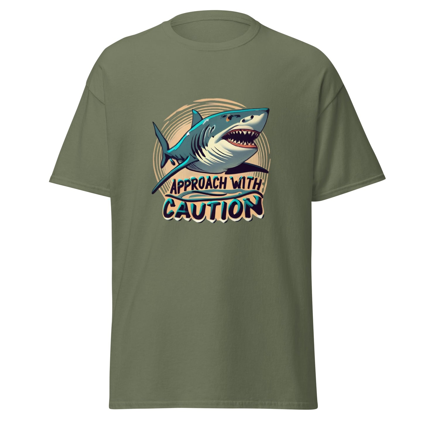 Approach With Caution Shark Men's classic Tee (sizes to 3x) - Ruppy's Creations
