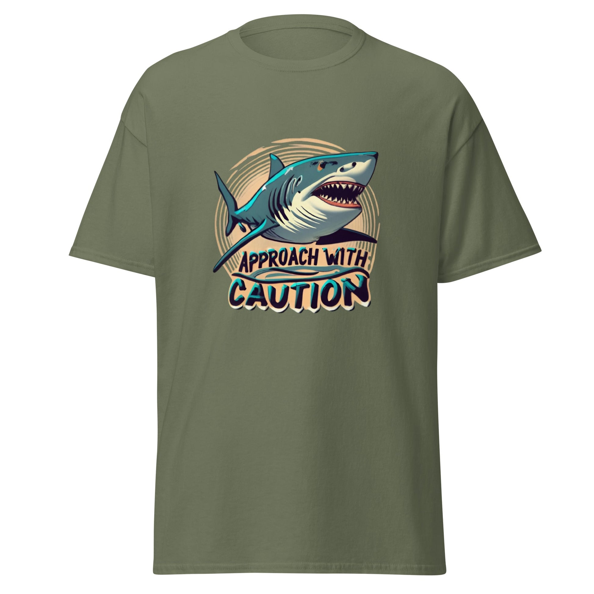 Approach With Caution Shark Men's classic Tee (sizes to 3x) - Ruppy's Creations