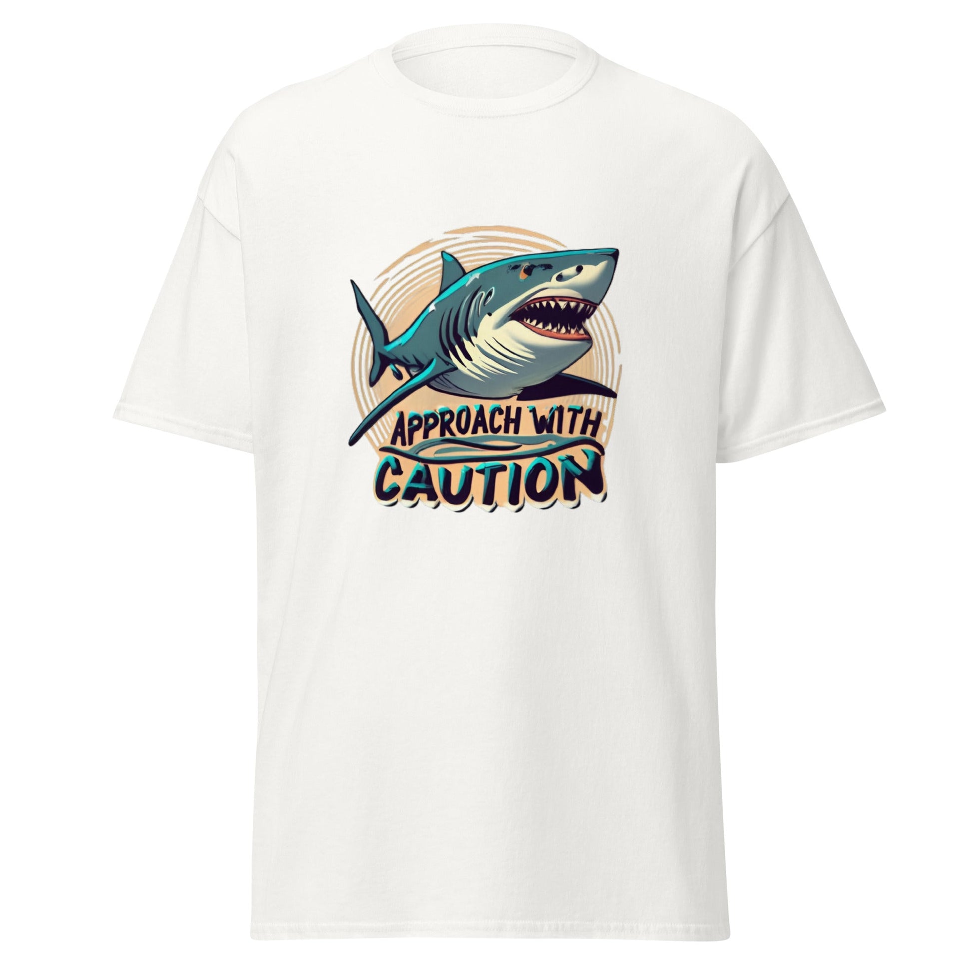 Approach With Caution Shark Men's classic Tee (sizes to 3x) - Ruppy's Creations