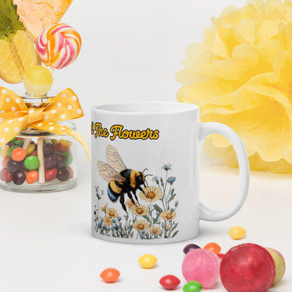 Bee Flower Ceramic Coffee Mug 11oz. - Ruppy's Creations