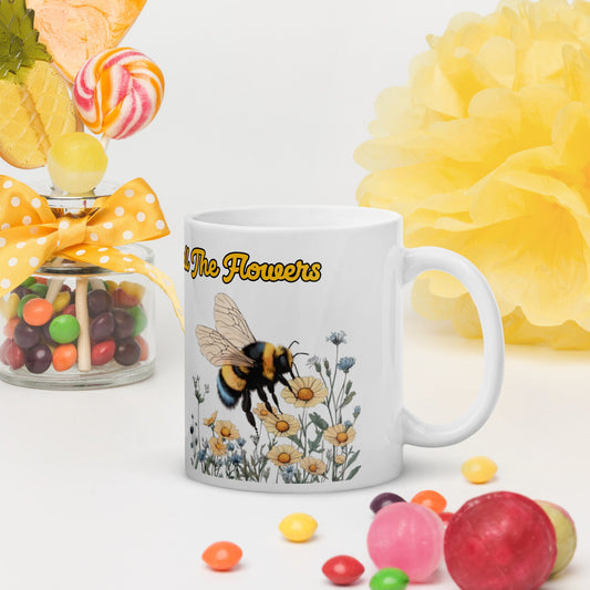 Bee Flower Ceramic Coffee Mug 11oz. - Ruppy's Creations