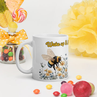 Bee Flower Ceramic Coffee Mug 11oz. - Ruppy's Creations