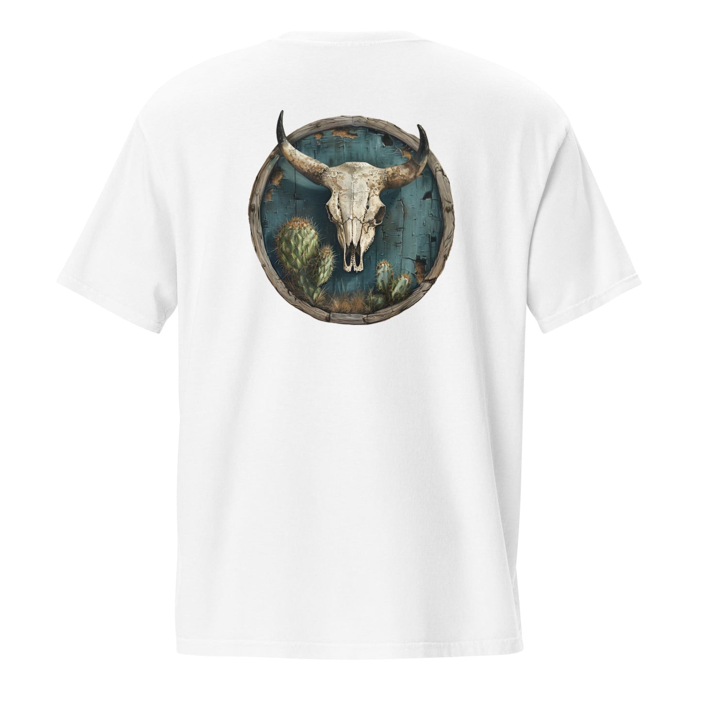 Bull Skull Back Print Men's Pocket T-Shirt - Ruppy's Creations