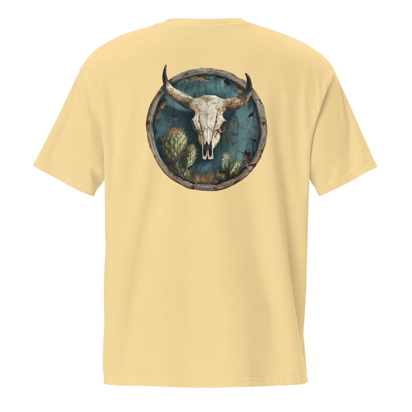 Bull Skull Back Print Men's Pocket T-Shirt - Ruppy's Creations