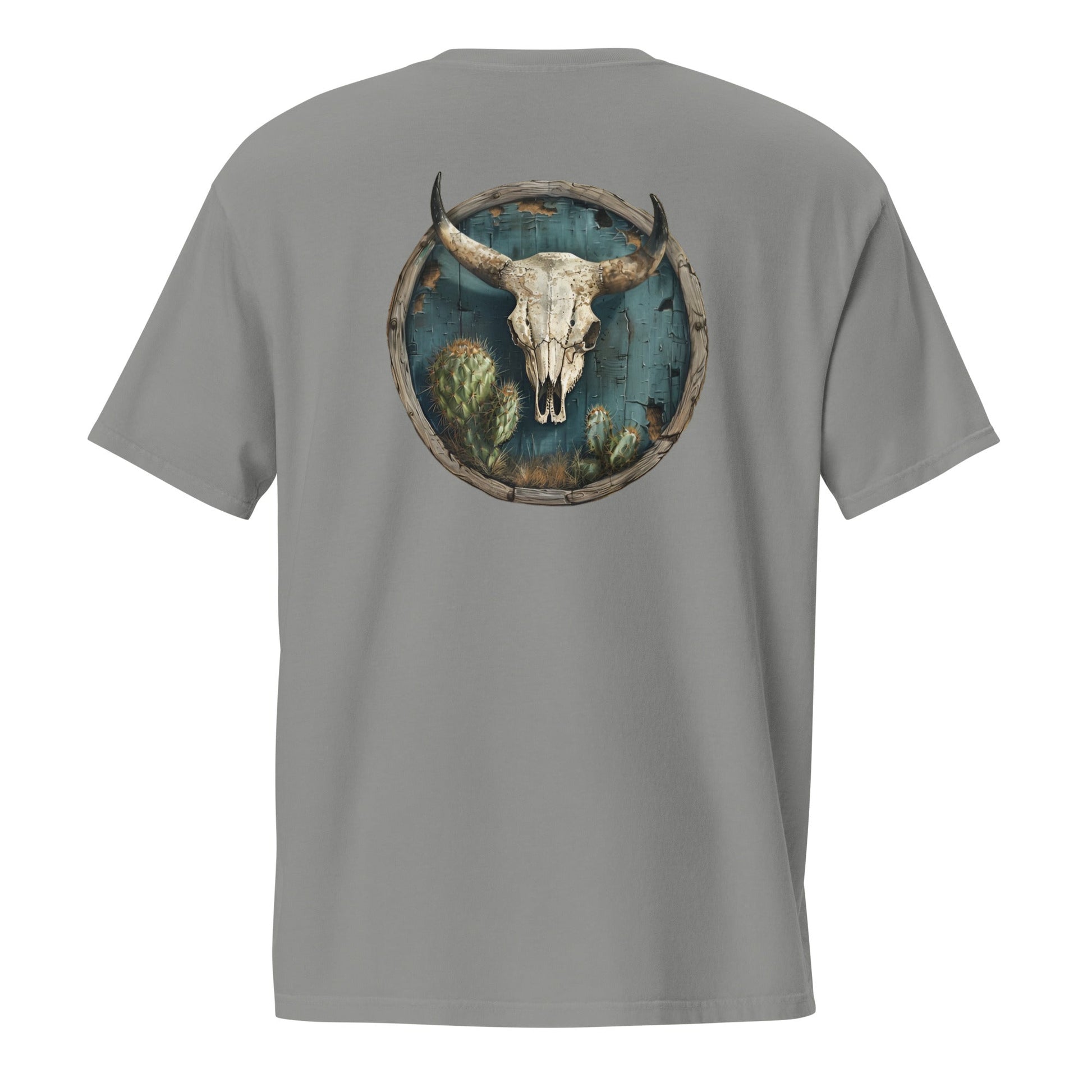 Bull Skull Back Print Men's Pocket T-Shirt - Ruppy's Creations