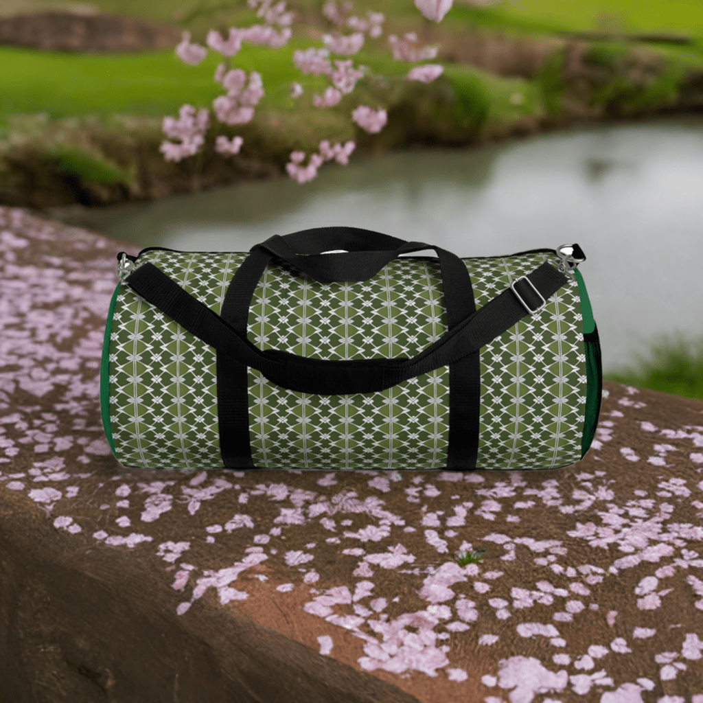 Classic Two Color Green Patterned Duffel Travel Bag - Ruppy's Creations
