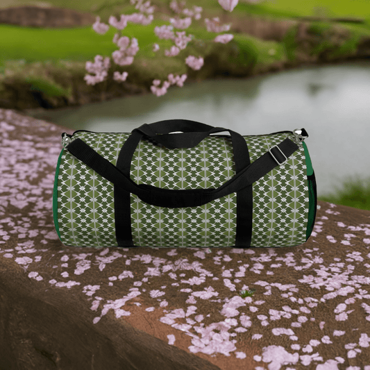 Classic Two Color Green Patterned Duffel Travel Bag - Ruppy's Creations