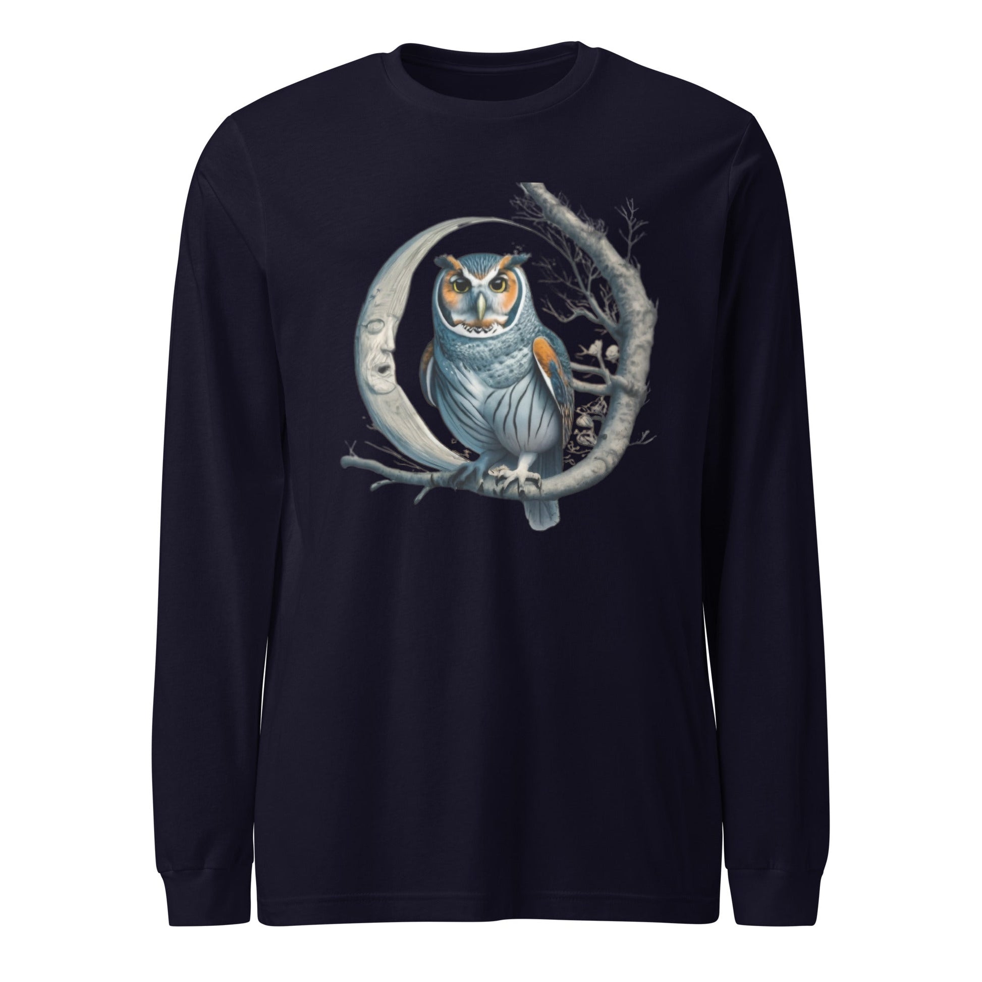 Crescent Moon Tree Owl Men's Long Sleeve Tee - Ruppy's Creations