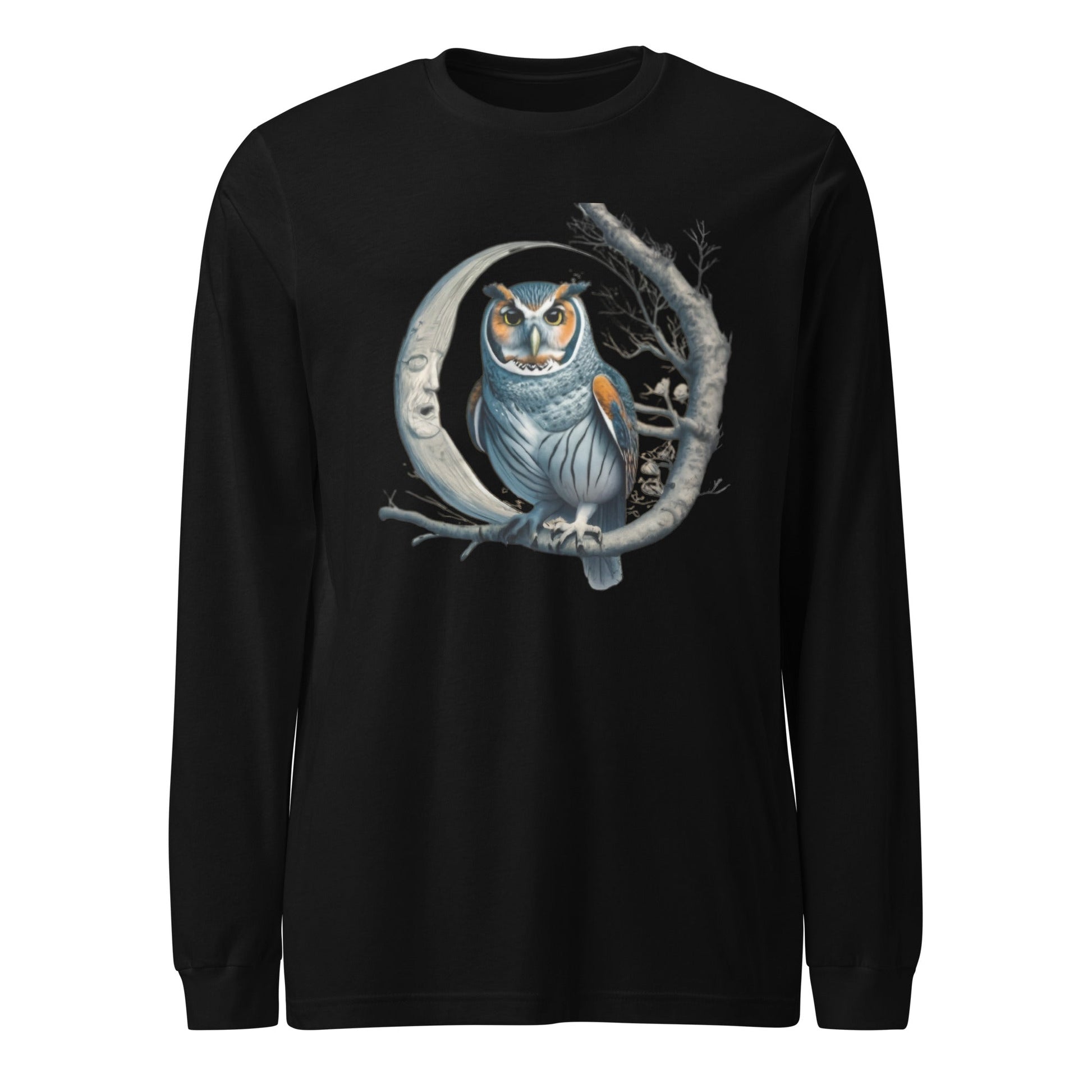 Crescent Moon Tree Owl Men's Long Sleeve Tee - Ruppy's Creations