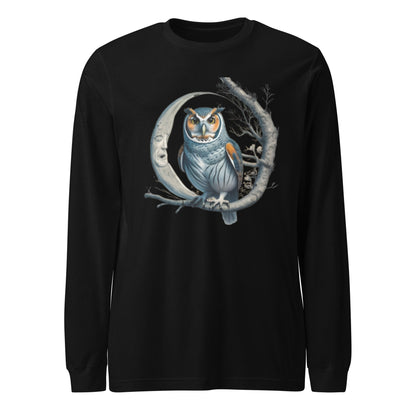 Crescent Moon Tree Owl Men's Long Sleeve Tee - Ruppy's Creations