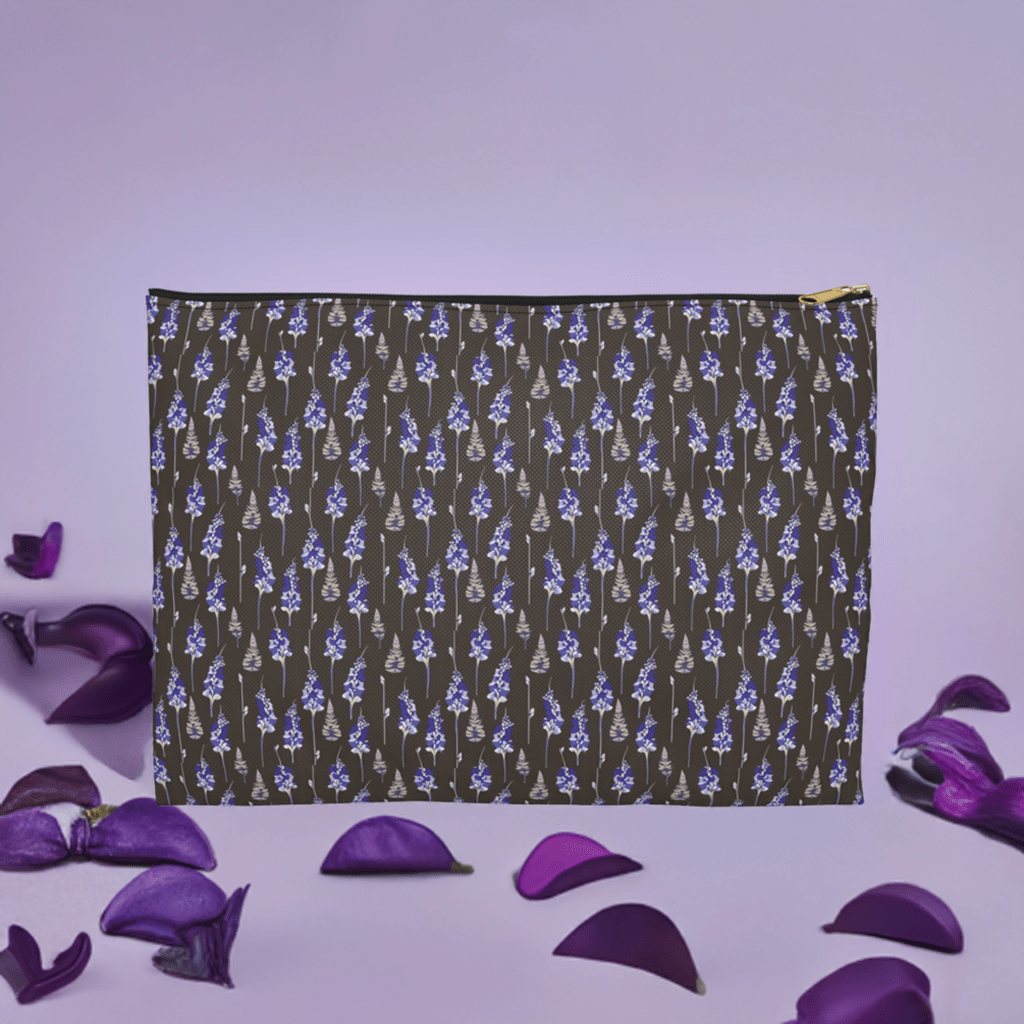 Delphinium Flower Cosmetic Travel Bag - Ruppy's Creations