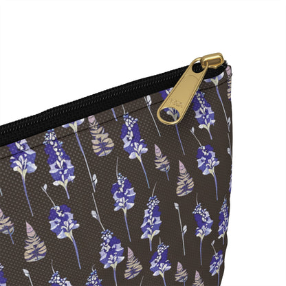 Delphinium Flower Cosmetic Travel Bag - Ruppy's Creations