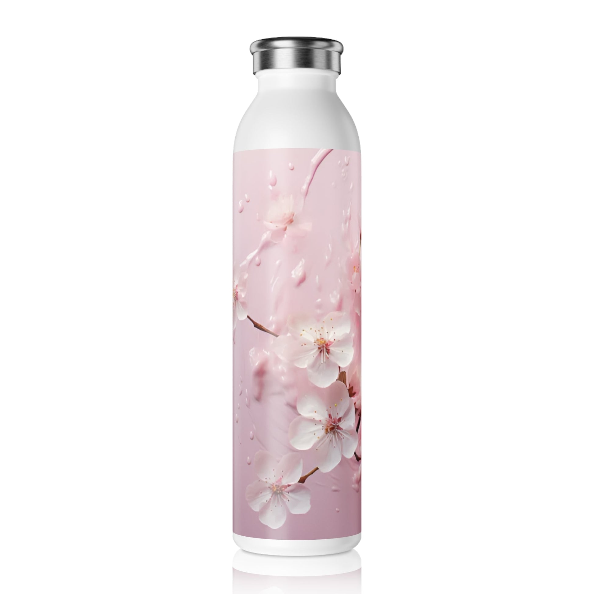 Elegant Cherry Blossom Slim Water Bottle - Floral Design for Hydration on the Go - Ruppy's Creations