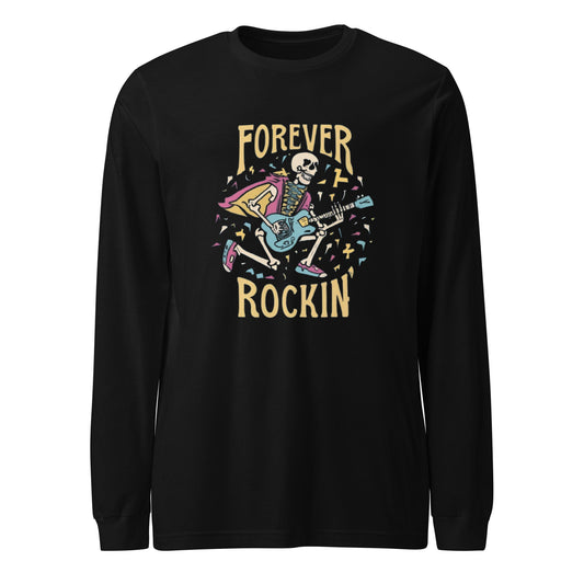 Forever Rockin Skeleton Playing Electric Guitar Men's Long Sleeve Tee - Ruppy's Creations