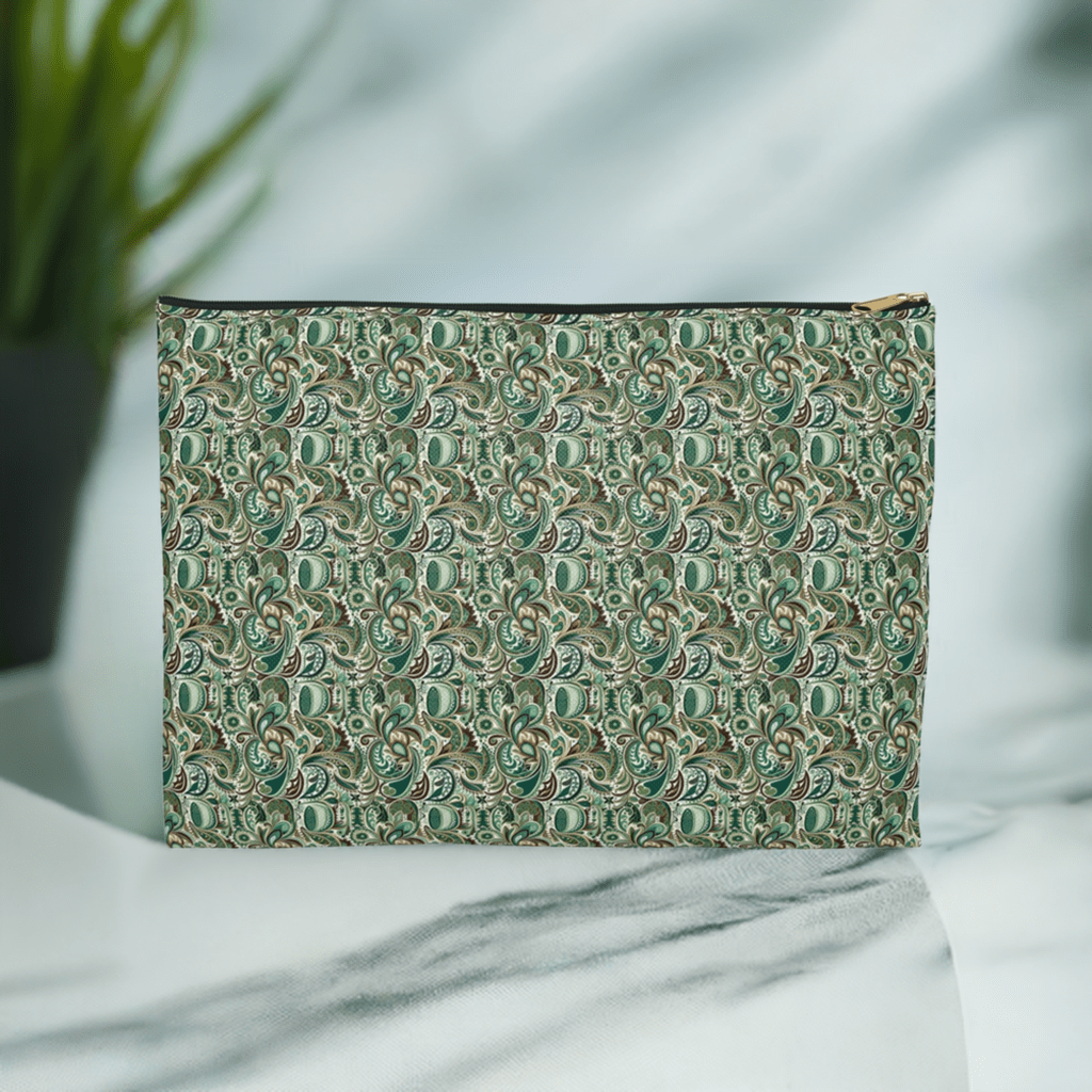 Green Paisley Cosmetic Travel Bag - Ruppy's Creations