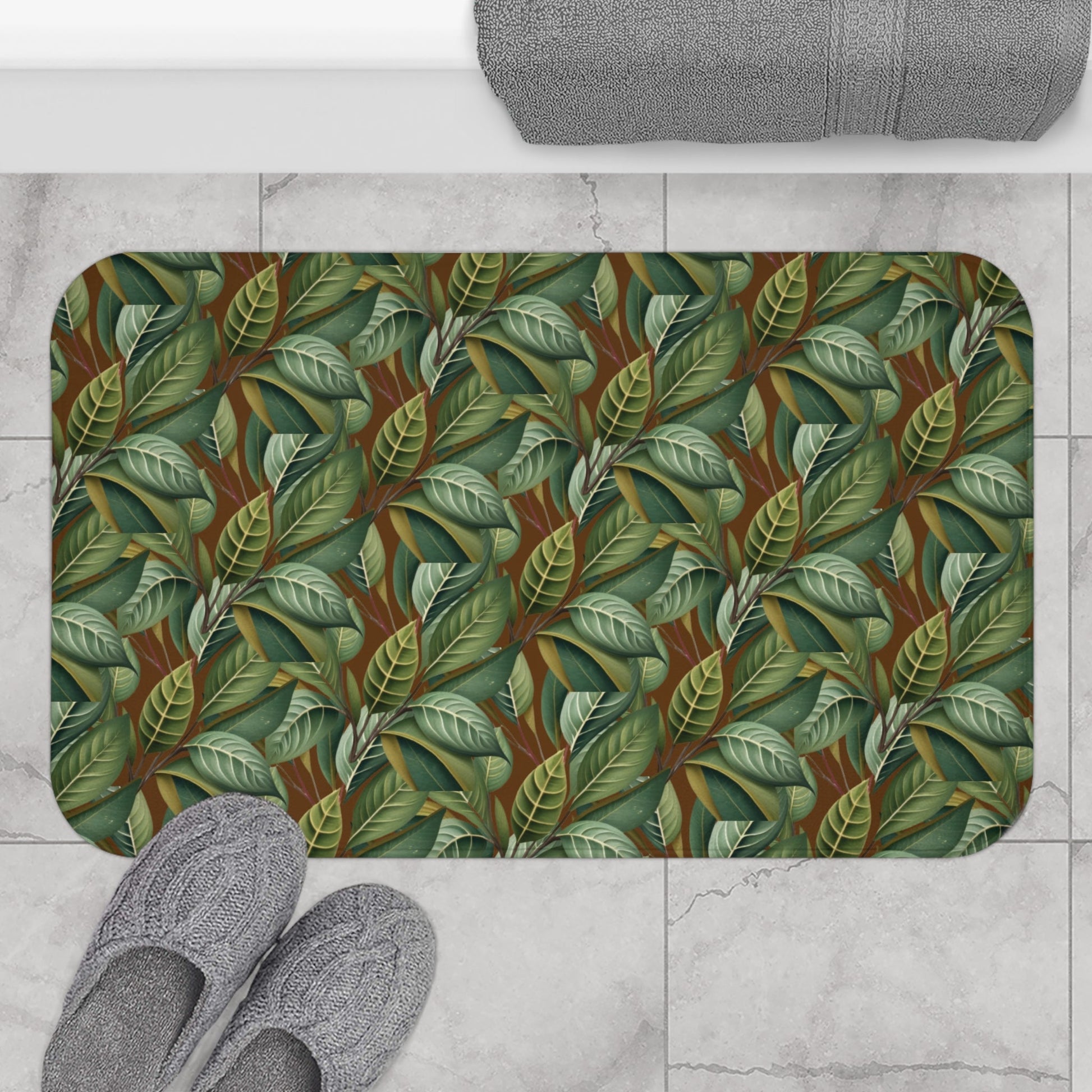 Leaves of Green Memory Foam Bath Mat - Ruppy's Creations