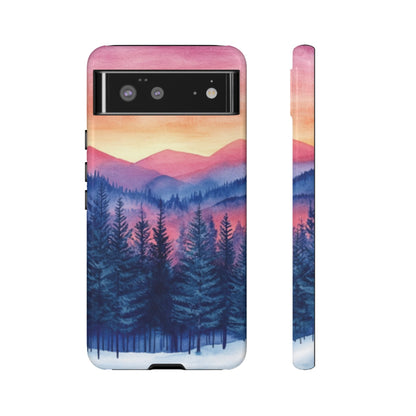 Mountain Winter Sunset Tough Cell Phone Case - Ruppy's Creations