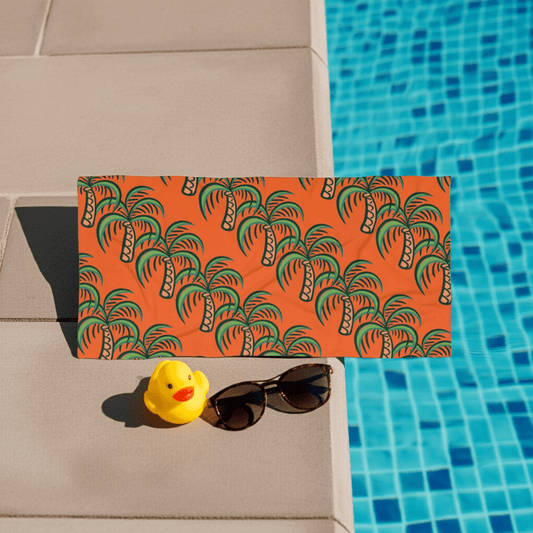 Palm Trees on Orange Luxury Beach Towel - Ruppy's Creations
