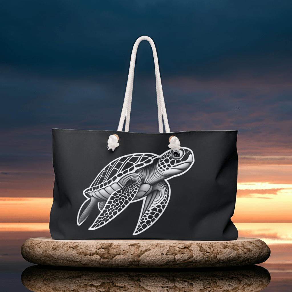 Ride the Tide Sea Turtle Beach Bag - Weekender Tote - Ruppy's Creations