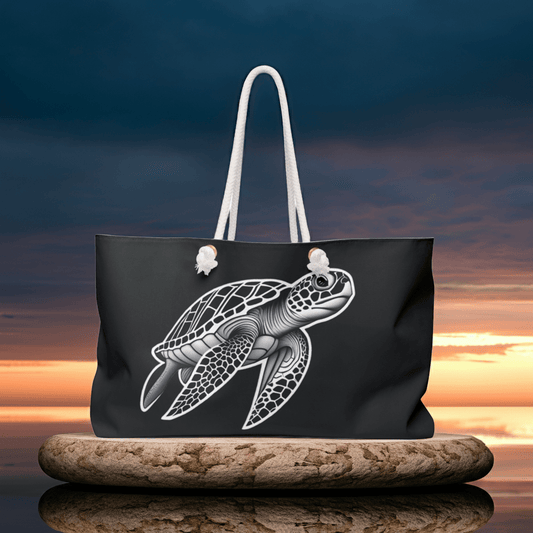 Ride the Tide Sea Turtle Beach Bag - Weekender Tote - Ruppy's Creations