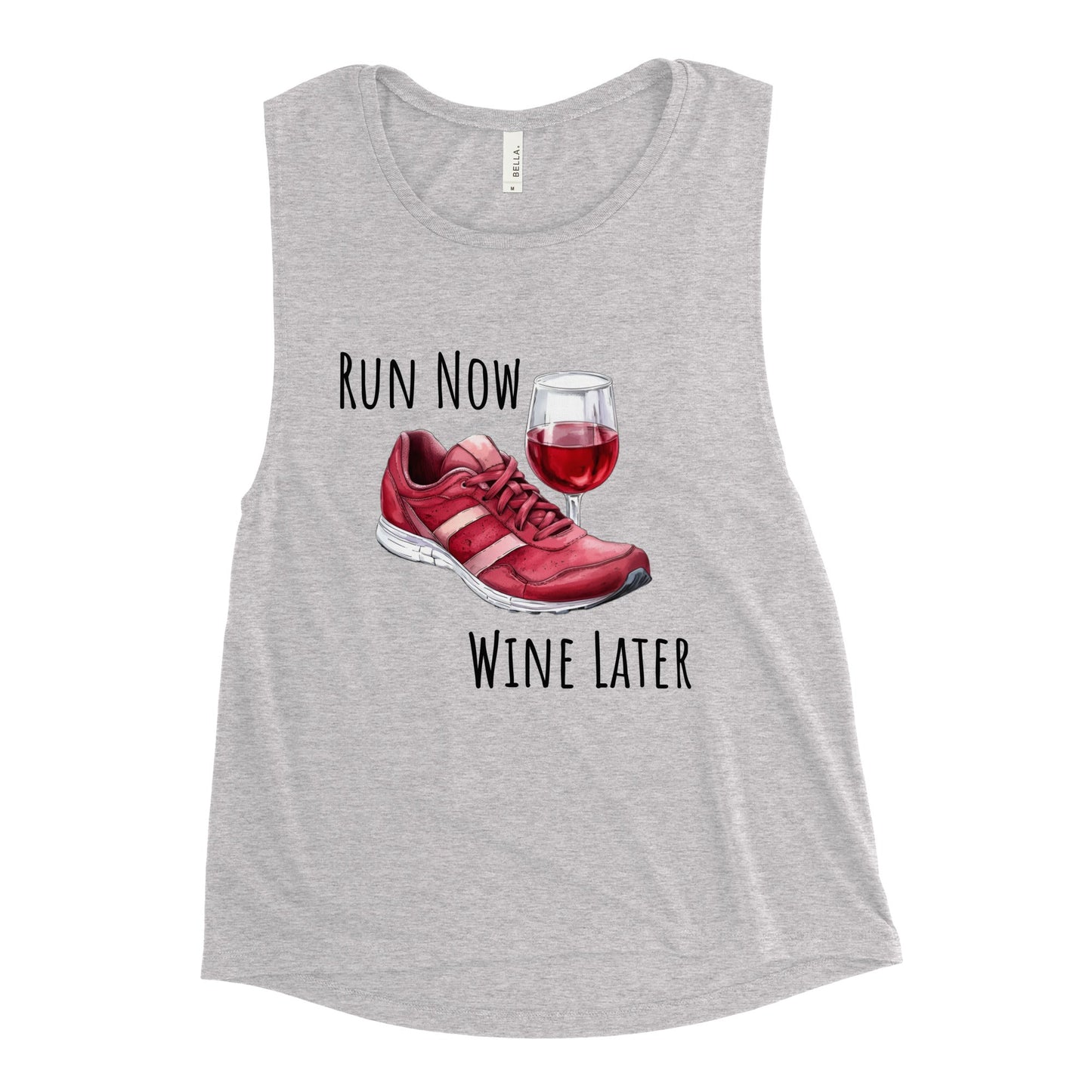 Run Now Wine Later Ladies’ Muscle Tank - Ruppy's Creations